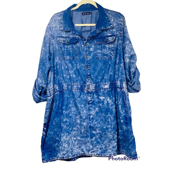 Ko Ko Ailis Cotton Chambray Tunic/Mini Dress Size 3X - Picture 3 of 6